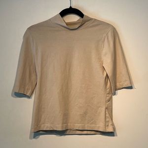 Zara - Beige Mockneck T-Shirt